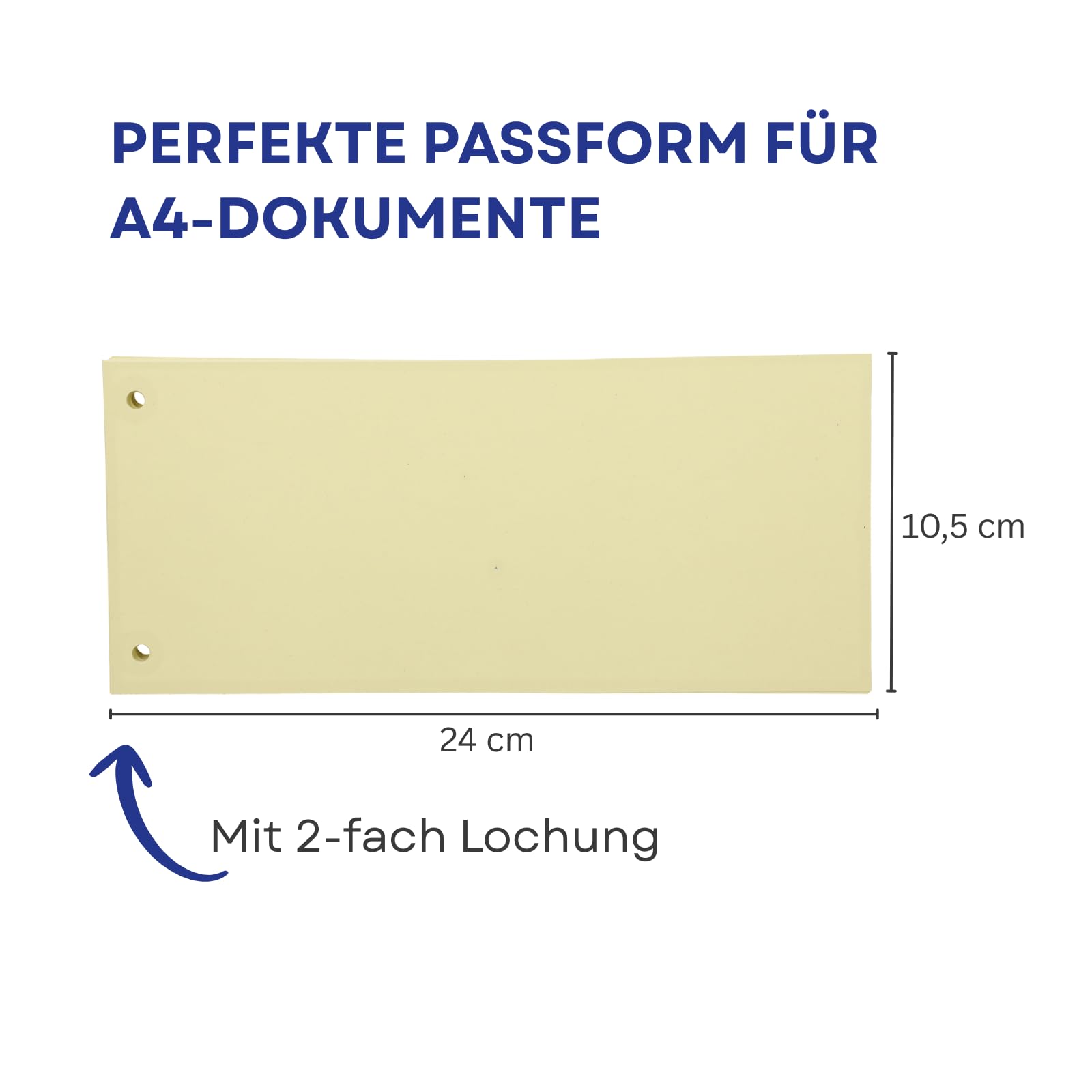 Westcott Trennstreifen 100 Stück Pastellgelb (30er-Pack) | Robuste Heftstreifen 190g/m² für A4 Ordner | Trennblätter 10,5 x 24 cm | Register 2-fach-Lochung für DIN-A4 Dokumente | E-733318 00