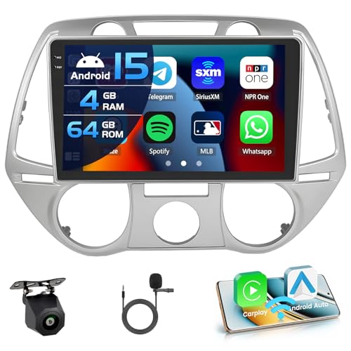 Inefala 4+64G Android 15 Autoradio pour Hyundai i20 2008-2012, 9'' in-Cell Bildschirm avec sans Fil Carplay et Android Auto Lien Miroir Radio FM/RDS GPS WiFi Bluetooth...