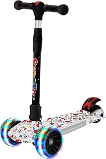 DODOBD Scooter for Kids Ages 3-12,3 Wheels Foldable Scooter with 3 LED Light Up Wheel and Extra Wide Skid Deck Pedal,Adjustable Height Kick Scooters for Girls Boys Teens Toddler Children