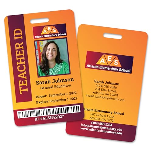 Custom Print Homeschool Teacher ID Card - Double Sided Print - Customizable Name, Teacher Information, Photo, Logo, Barcode