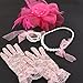 LUODAKA Girls Tea Party Fascinators Hats with Lace Gloves And Pearl Necklaces, Four Tea Party Accessories for Girls（Fashionable pink, Suitable for Tea Parties And Gatherings