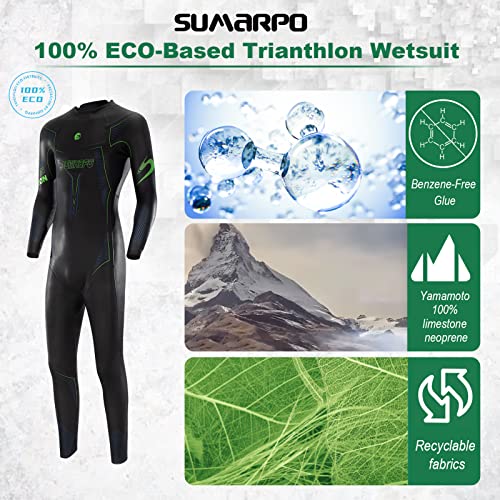 Sumarpo Triathlon Wetsuit Men & Women 3/2Mm, Eco-Based Yamamoto Scs Smoothskin Neoprene Skinsuits For Open Water Swimming, Fina & Ironman & Usat Approved #TOP3
