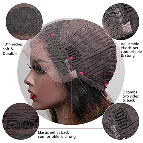 Image of Beauty Forever Balayage FB30 Body Wave Highlight 13x4 Lace Front Human Hair Wigs for Women 10A Brazilian Hair Ombre Brown Blonde Lace Frontal Wigs Pre Plucked with Baby hair 150% Density 20 Inch