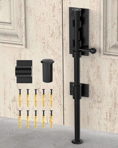 Image of 12 inch Barrel Bolt Latch, Heavy Duty Slide Bolt Gate Latch, 304 Stainless Steel Thickened Metal Gate Locks for Outdoor Fence, Shed, Wooden Gate, Barn, Patio, Courtyard (Black - 1pc)
