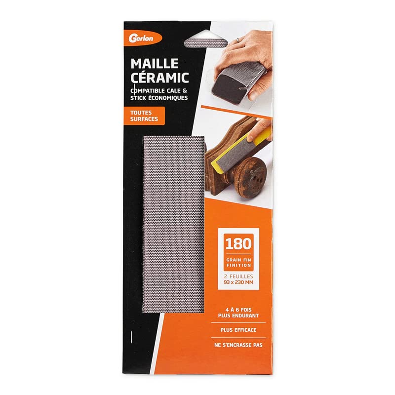 Papier de verre super resistant grain 180 maille ceramic 93x230mm longue duree