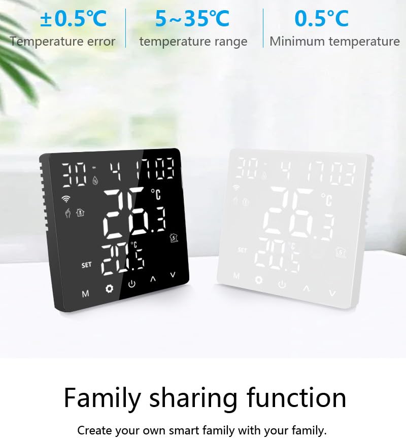 Zigbee Thermostat intelligent pour chauffage électrique au sol, programmable, économie d'énergie, application et commande vocale et télécommande, hub requis, fonctionne avec Alexa, 16 A.