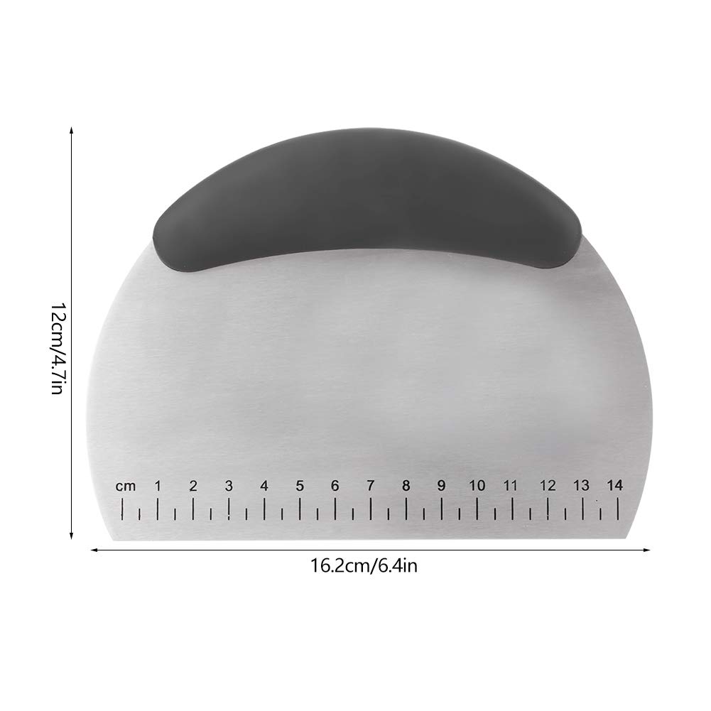 KIMISS Cortador y Raspador de Repostería de Acero Inoxidable – Picador de Masa Ergonómico con Guía de Medición para Hornear, Herramienta Esencial para Hornear en la Cocina (BLACK)