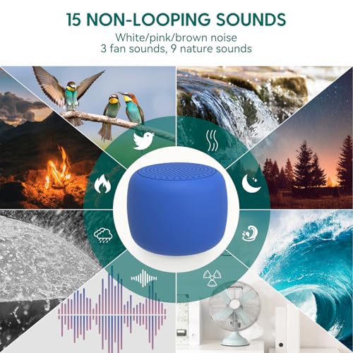 Image of Babelio White Noise Sound Machine for Adults Kids Baby, Mini, 15 Non-looping Sounds, Timer, Memory Function, Easy to Pocket and Travel Navy