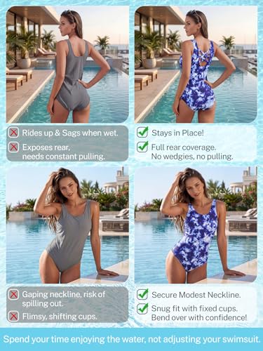 Image of American Trends Women's High Waisted Bikini Bottoms Swimming Suits Tummy Control Bathing Suits