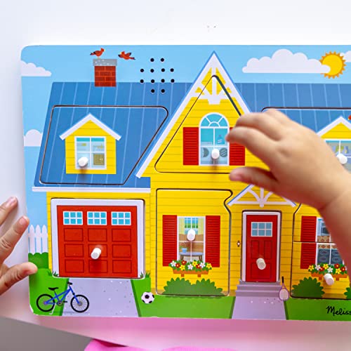 image for Melissa & Doug Around the House Sound Puzzle - Wooden Peg Puzzle with 