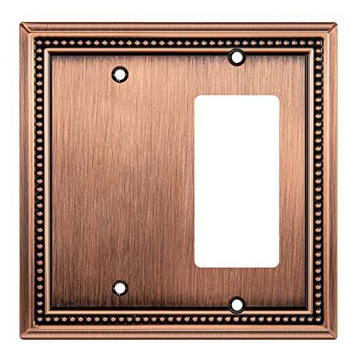 Image of Henne Bery Sunken Pearls Heavy Duty Decorative Wall Plate Switch Plate Outlet Cover (Blank /Decorator, Antique Copper)