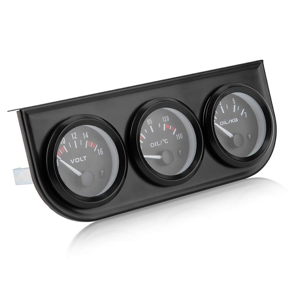 Kit de Indicador Triple 3 en 1, Voltímetro, Temperatura del Agua, Presión de Aceite, Tacómetro para Coche