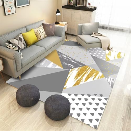 Tapis de chambre ado gris 180x250cm géométrique lavable