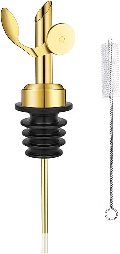 Miniatura 12 de WAFJAMF Vertedores de botellas de acero inoxidable con peso, función de giro automático, boquilla dispensadora de aceite de oliva con 1 cepillo