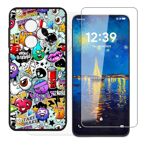 Coque pour TCL NxtPaper 60 Ultra avec verre trempé écran protecteur noir silicone