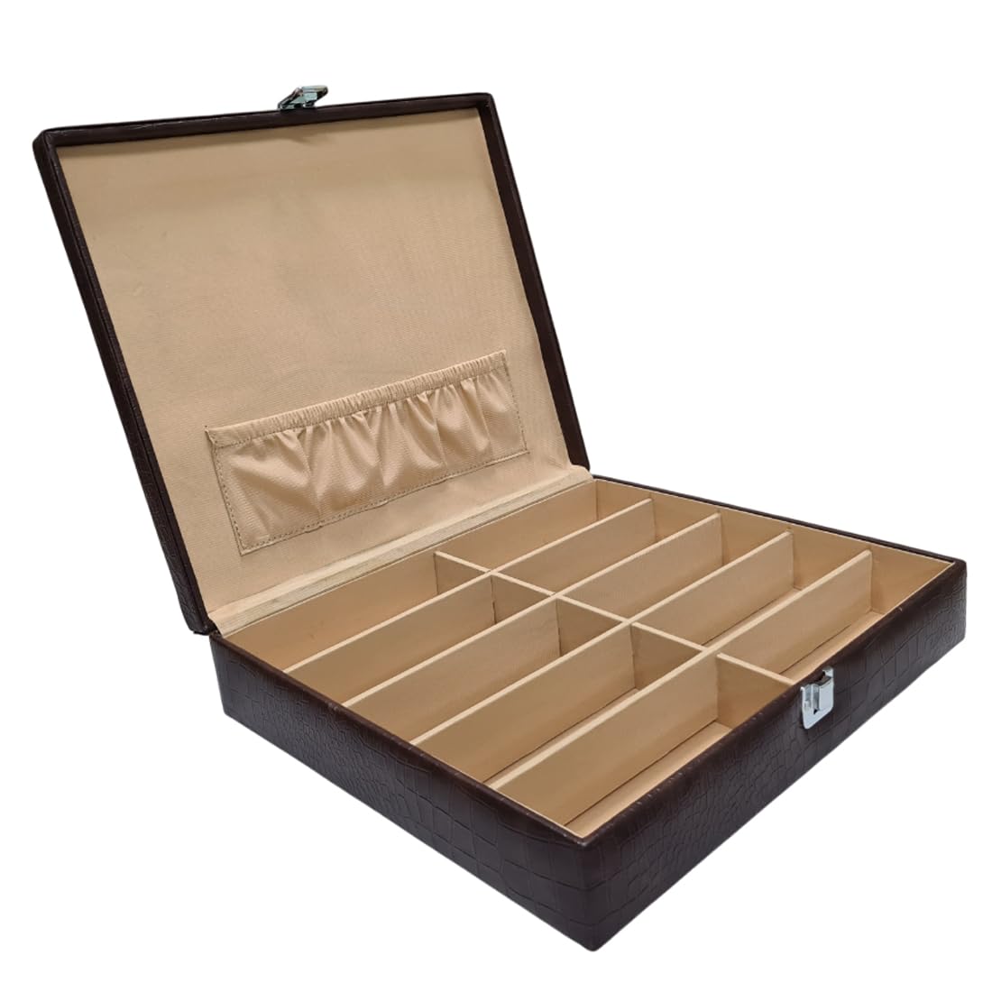 essart Faux Leather 10 Slot Luxury Sunglass Storage Case Premium Leather Eyewear Organizer Box Elegant Protective Case for Men & Women Sunglasses luxury chashma box with Croco-Brown colour-image-49