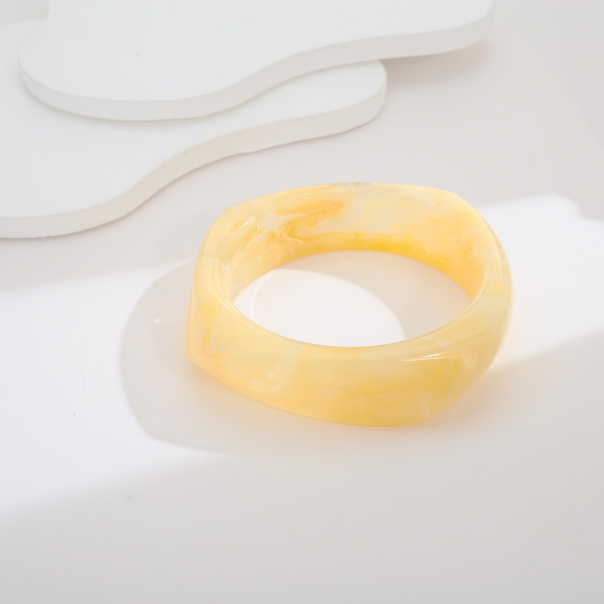 XJBTBA Bracciale Rigido alla Moda in Resina acrilica per Gioielli da Donna con Grosso Piatto Trasparente