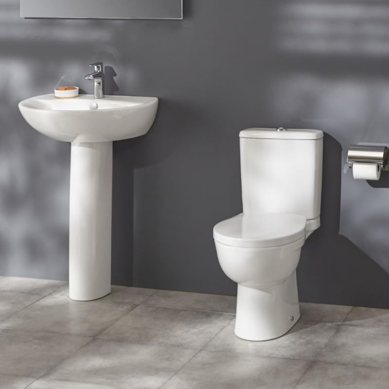 WC à poser JACOB DELAFON Patio sans bride avec abattant frein de chute déclipsable, sortie horizontale, chasse d'eau double touche 3/6 L, réservoir silencieux, cuvette céramique certifiée NF