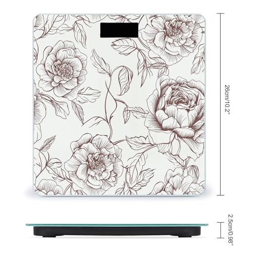 Báscula digital para baño diseño floral con pantalla LCD grande miniatura 2