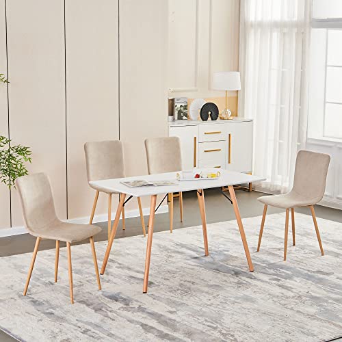 Cozycasa Dining Chairs Set Of 4 Scandinavian Modern Style Fabric Dining Chairs Kitchen Chair Accent Chair For Living Dining Room Club Guest Set Of 4 Beige #TOP1