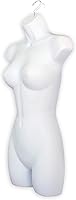 Vista 3 de DisplayTown Maniquí femenino a la cadera, torso largo, espalda hueca, cuerpo apilable, con gancho para colgar, para exhibición de camisetas