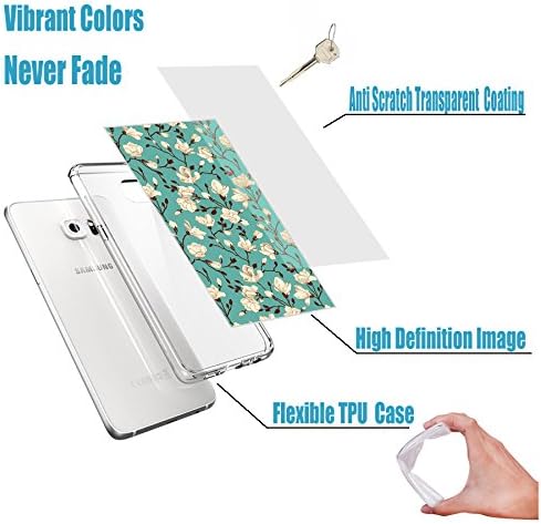 ChiChiC S7 Case,Galaxy S7 Case,360 Full Protective Anti Scratch Slim Flexible Soft TPU Gel Rubber Clear Cases Cover with Design for Samsung Galaxy S7,Blossoming Magnolia on Green Emerald