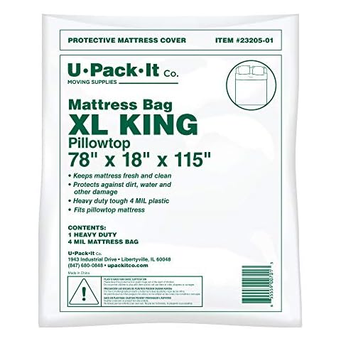 King XL Mattress Cover 4 MIL Water Resistant Plastic for Moving and Storage Bag Cover
