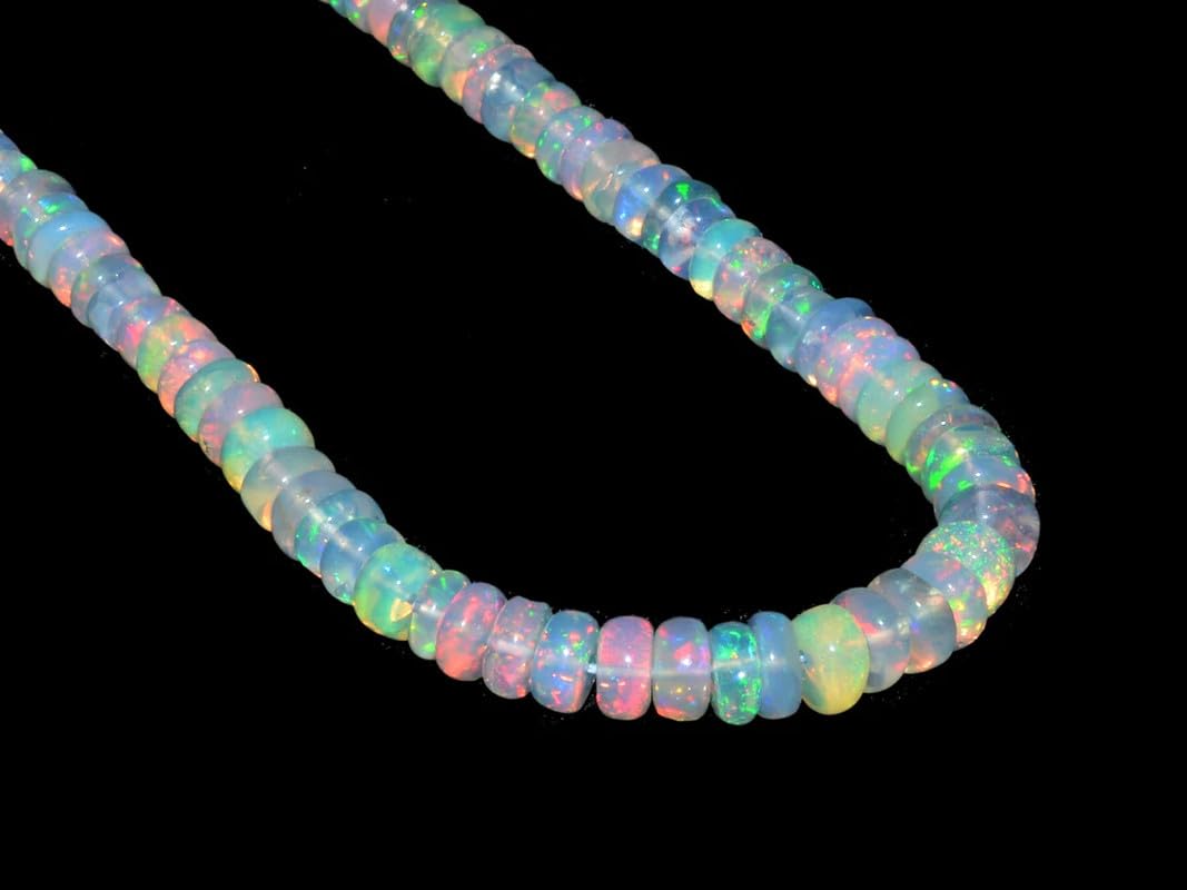 AAA+ äthiopischer Welo Opal Edelstein Glatte 3mm-5mm Rondelle Perlen | Natürlicher äthiopischer Welo Feueropal Edelstein Lose Rondelle | 8-Zoll-Strang