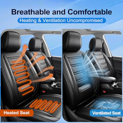 FiveFox Fit Compass Car Seat Covers for Select Jeep Compass 2007-2025 2026 - Full Coverage Leather, Airbag Compatible, Waterproof & All Weather Seat Cushion Protector, Full Set, Black by FiveFox - Image 4