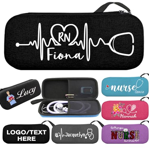 Customized Stethoscope Case Personalized Stethoscope Bag with Name Custom Stethoscope Storage Holder Box Carrying Hard Case Nurse Gift for Nursing Student Doctor Medical Assistant