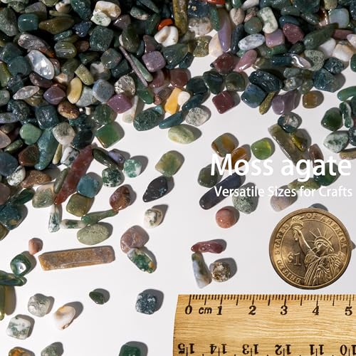 Image of Moss Agate Chips Bulk 1lb, 1200+ Pieces, 5-8mm Natural Gemstones