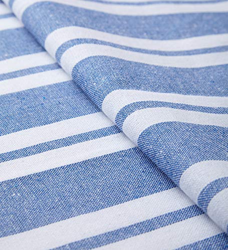 Image of Encasa XO Dining Table Napkins Set of 6, 50x50 cm | Machine Washable Reusable, Recycled Cotton Cloth Napkin, Soft & Absorbent, Table Decor for Hotels, Farmhouse - White & Franca Blue Stripes