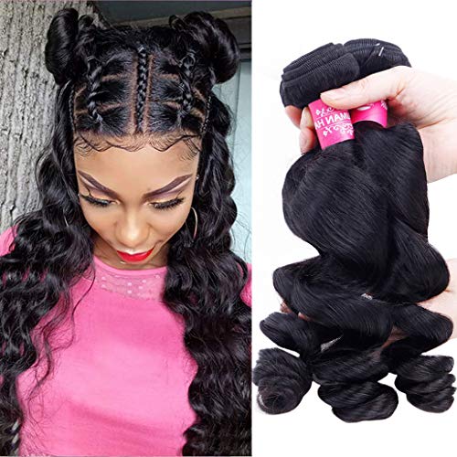 YUZHU Human Hair Bundles Loose Wave 18" 20" 22" 100% Unprocessed 8A Peruvian Loose Wave Hair Bundles Remy Virgin Hair Extensions Natural Color 300g