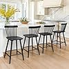 LUE BONA Upgraded Windsor Wooden Black Bar Stools Set of 4 24 Inch Counter Height Barstools with Spindle BackBigger Seat for Kitchen Island