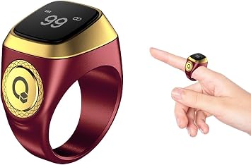 Smart Ring Counter,Tasbih Counter Smart Ring,Rechargeable Finger Counter,20mm Muslim Islamic Prayer Smart Rings,Digital Electronic Smart Tally Counter for Prayer Time ReminderBrown,20MM