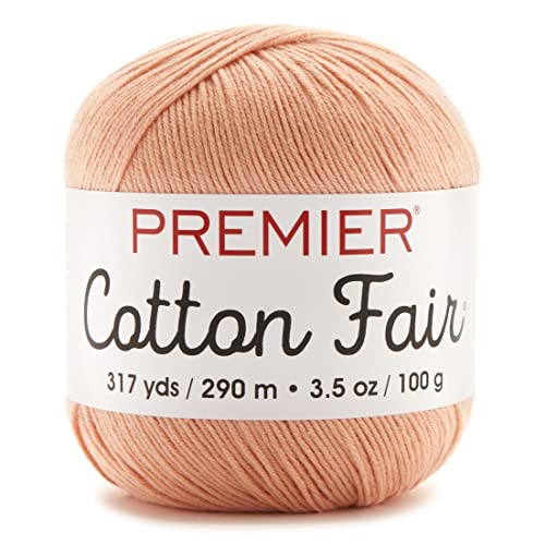 Premier Yarns Cotton Fair, Cotton/Acrylic Blend, Yarn for Crocheting and Knitting, Fine Weight, Machine Washable Yarn, Coral, 3.5 oz, 317 Yards