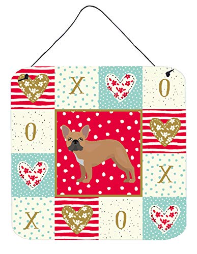 Caroline's Treasures CK5836DS66 French Bulldog #2 Love Wall or Door Hanging Prints, Red Aluminum Metal Sign Kitchen Wall Bar Bathroom Plaque Home Decor, 6x6, Multicolor