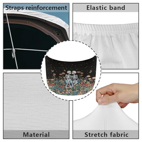 Image of Waterproof Car Cover Polyester Elastic Fabrics Skeleton Floral Car Hood Cover Suitable for Auto Car Truck, Van, SUV, Pickup