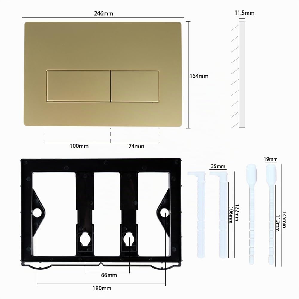Plaque de commande WC compatible avec les plaques de commande Geberit Sigma, UP300 & UP320, double chasse (doré)