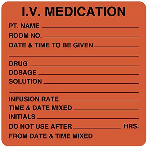IV Medication Added Label, 21/2" x 21/2" Industrial