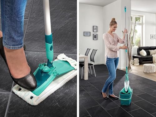 Leifheit Set Combi M Micro Duo mit rückenschonendem Wischer, Wischtuchpresse für effektives...