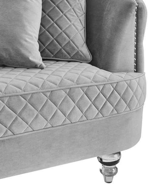 3Pc Couch Set Grey Chesterfield Modern Luxury Love Seat Sofa Chair Living Room Furniture