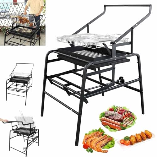 ZMJGLL Parrilla de carbón Plegable al Aire Libre, Barbacoa de Acero Inoxidable giratoria de 360 °, Parrilla al Aire Libre abatible Grande, para Acampar, Viajar y Entretenimiento