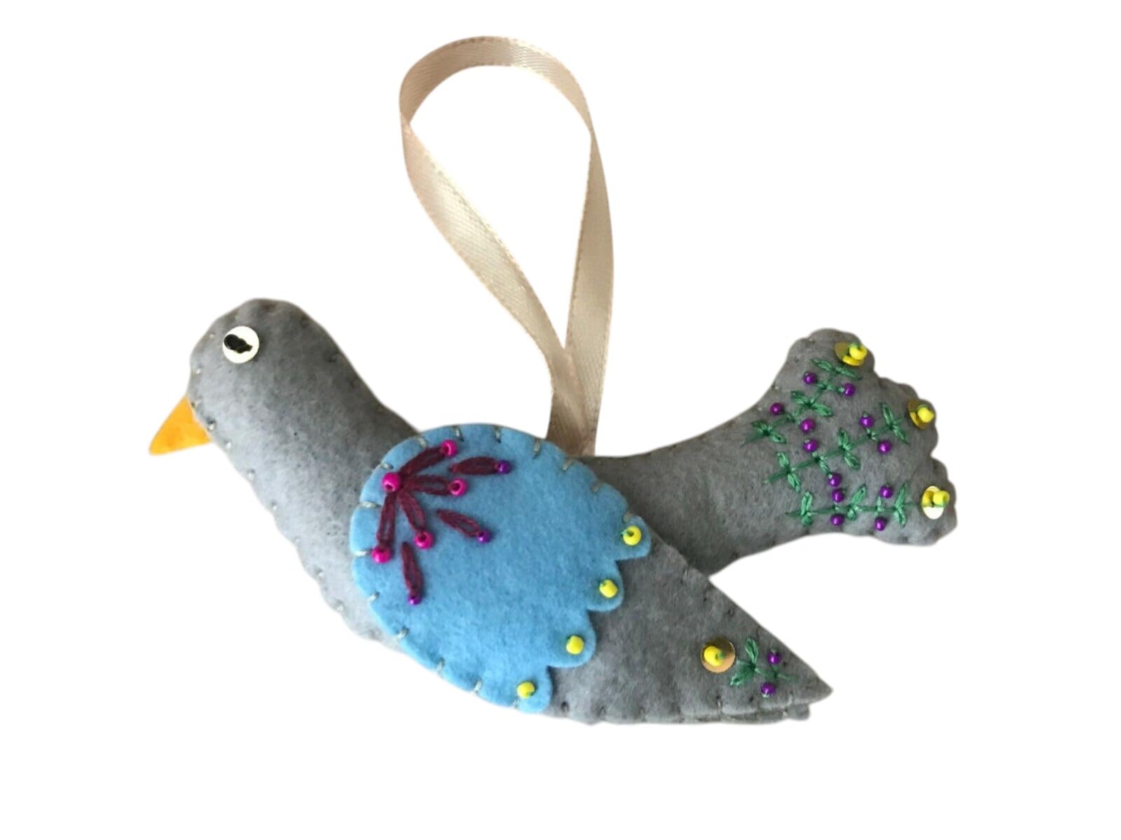 Handmade felt Easter decorations hanging ornaments bunny, chicken, egg (pigeon) — image 1