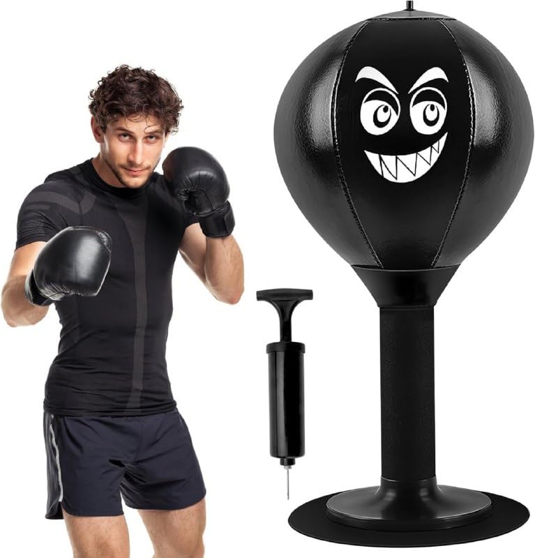 Image of Desktop Punching Bag, Boxing Bag- Punching Bag for Kids Stress Relief Ball with Stand Boxing Punch Ball, Focus Bags for Kids & Adults (Black)