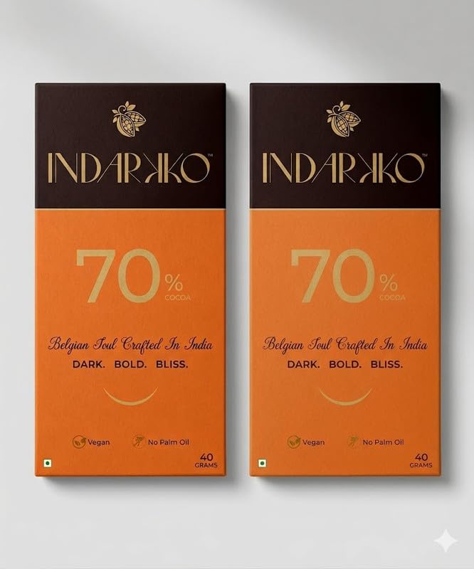 Image of Indarkko 70% Belgian Soul | The Masterpiece | Bold, intense,deeply layered | Vegan Dark Chocolate Bar (90g) Pack of 2