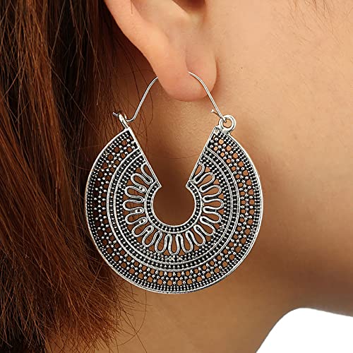 Sterling Hoop Ethnic Drop : boucles d'oreilles clips bohèmes en argent 925 - 3