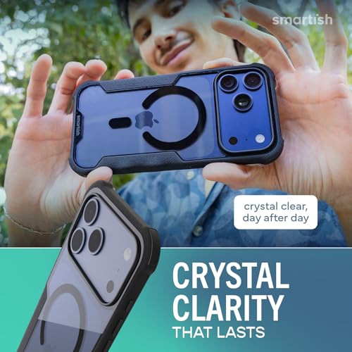Image of Smartish iPhone 17 Pro Max MagSafe Case - Gripzilla Protective Magnetic Case for Men [Rugged + Tough] Military Grade Heavy Duty Grip Armor - Drop Tested for Apple iPhone 17 Pro Max - Clearly Black