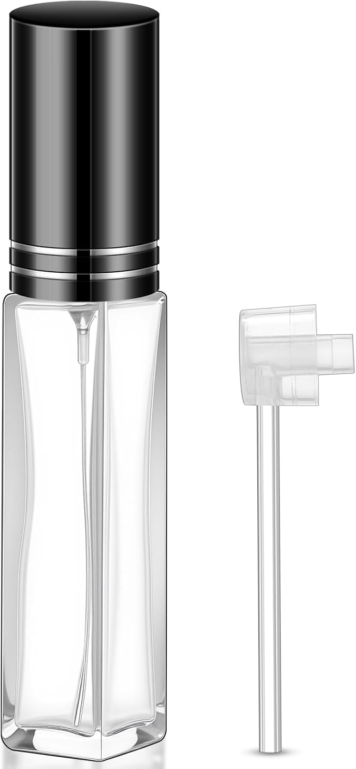 Domensi 1 Pcs 8 ml Empty Glass Perfume Bottles Bulk Refillable Cologne Spray Atomizer with Pump, for Travel, Skincare, Haircare, Cleaning & DIY Essentials (Black)
