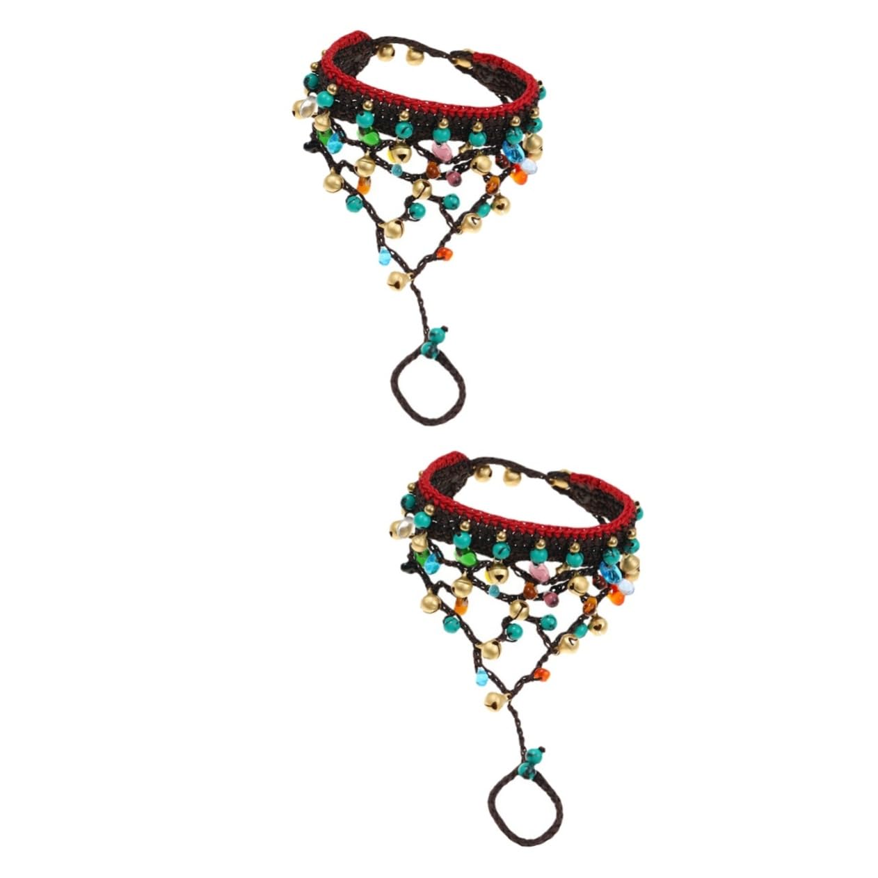 2piezas Bohemian Style Braided Finger Bracelet for Women Unique Wrist Chain Fashion Accessory for Daily Wear and Travel